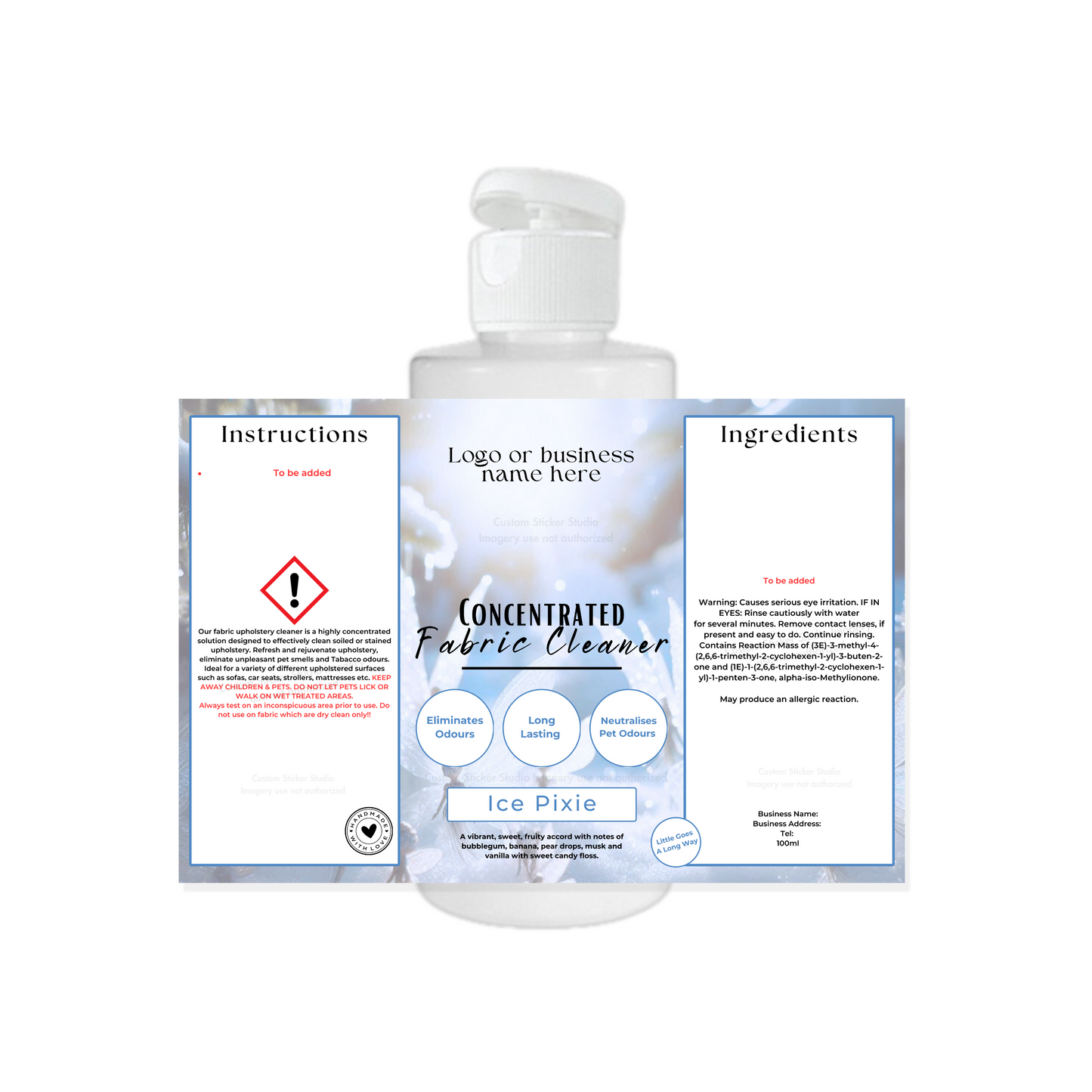 Fabric Cleaner Labels