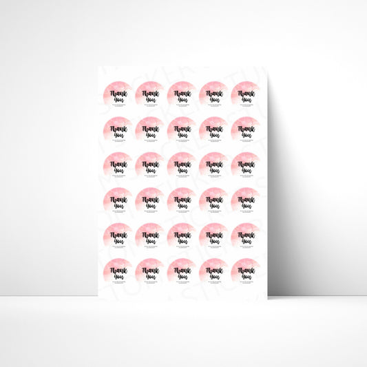 Pink Marble Thank You Stickers