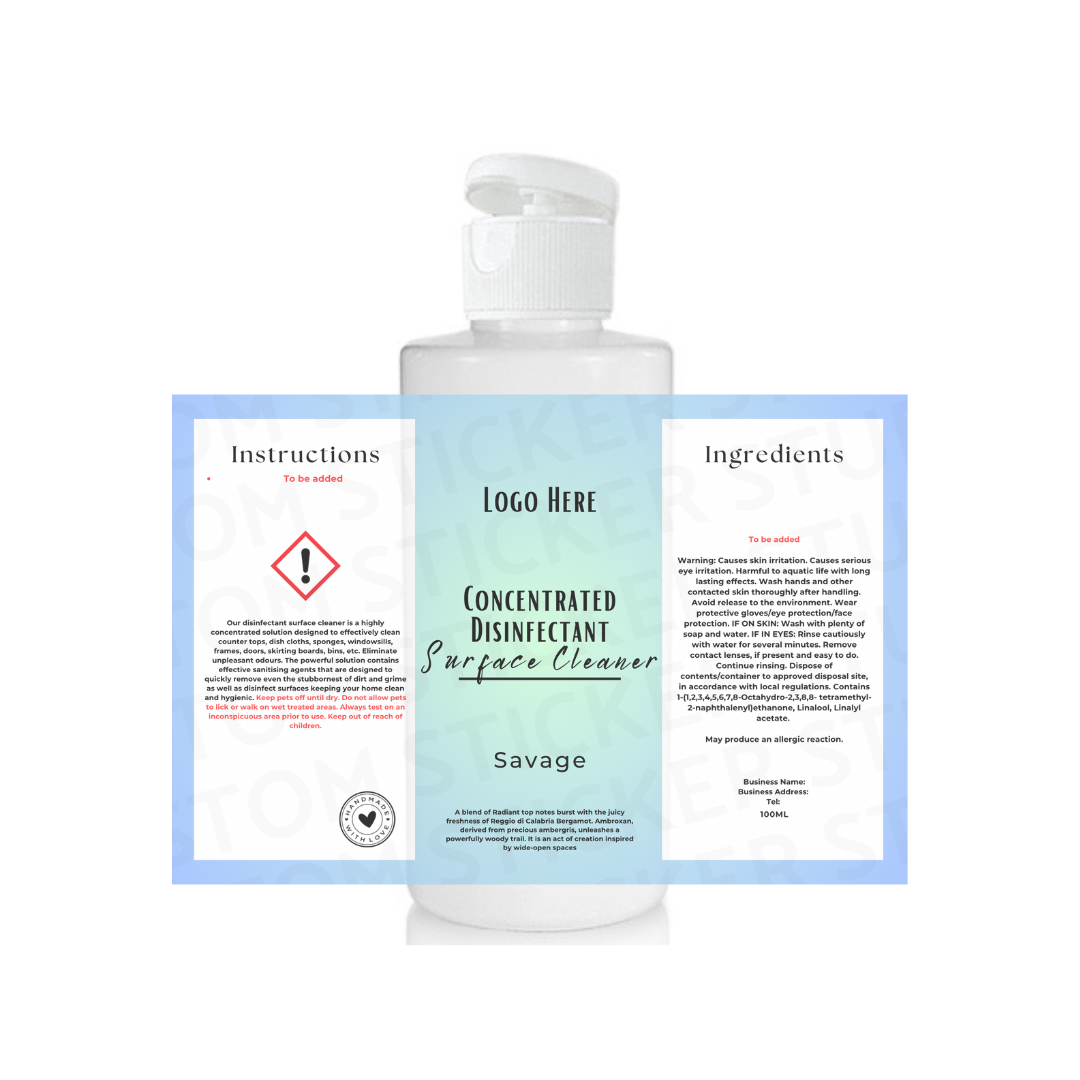 Disinfectant Surface Cleaner Labels