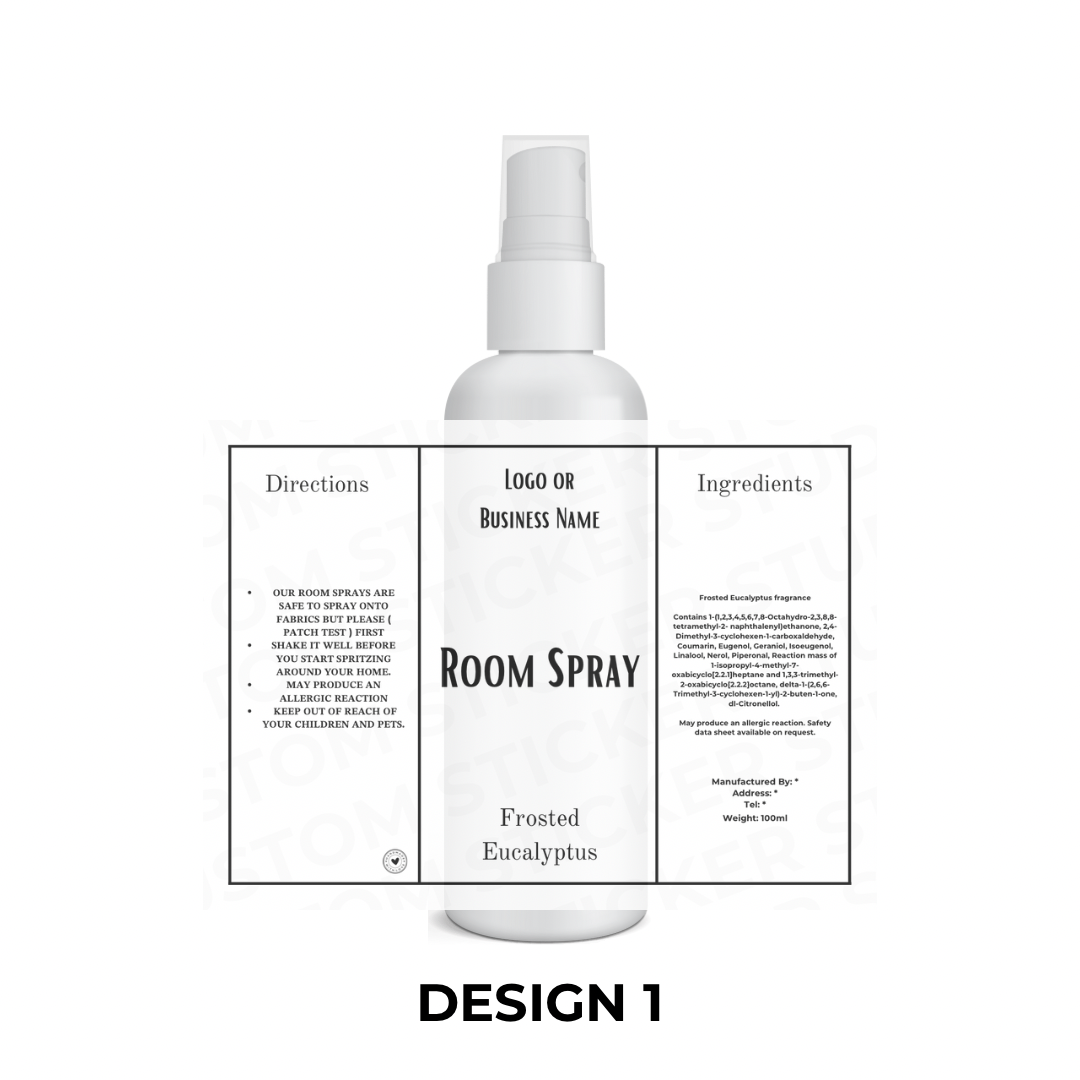 100ML Room Spray Labels ( 25% Non Hazardous Base ) Coming Soon